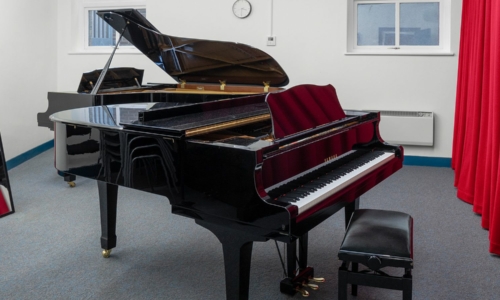 Two pianos and mirror in The Carne Studio